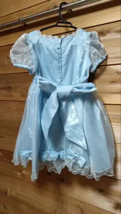 水色 フリル リボン付き ドレス 110cm