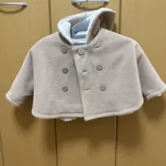 フード付きベージュ ポンチョ フリーサイズ