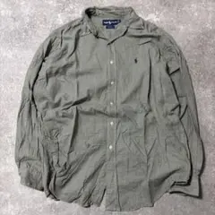 90s Ralph Lauren vintageシャツ グリーン　千鳥柄