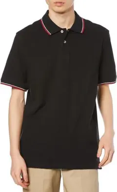 ポロシャツ コットンピケ スリムフィット メンズ Mサイズ ブラック