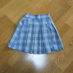 ピンクラテ　プリーツスカート　チェック（ブルー）　M