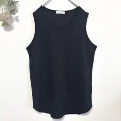 ユナイテッドアローズ｜鹿の子コットン｜ストレッチタンクトップ｜ブラック｜黒｜Mのサムネイル