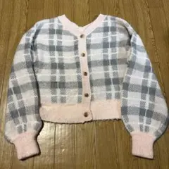 Heather チェック柄ニットカーディガン 長袖　Mのサムネイル