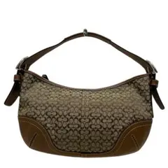 COACH 6351 シグネチャー ワンショルダーバッグ 茶 レザー キャンバス