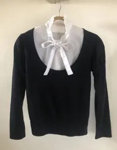 ボウタイ襟付きセーター(薄地)