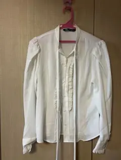 ZARA ザラ　フリル　ボウタイリボン　長袖ブラウス