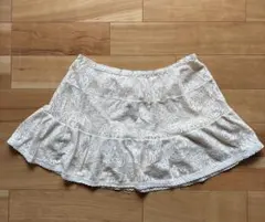ミニスカート　フリルスカート　レース　オフホワイト