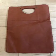 オレンジ レザー クラッチバッグ ハンドル付き