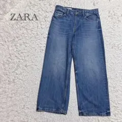 ザラ　ワイドデニムパンツ　ハイウエスト　ストレーEUR36 レディース