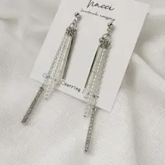 #445-2 メタルスティッククリスタル×ビーズピアス/イヤリング変更可能