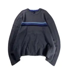 00s OLD GAP クルーネック コットンニット ボーダー グレー ブルー
