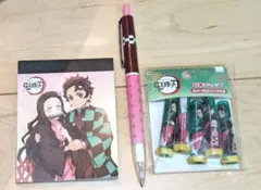 新品未使用　鬼滅の刃 文房具　3点セット　メモ帳　シャープペン　鉛筆キャップ