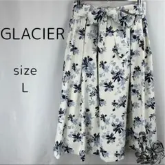 訳有 GLACIER グラシア ロングスカート 総柄 花柄 ウエストバックゴム