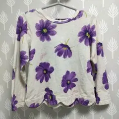 hakkakids 花柄長袖カットソー 120 花柄 総柄 パープル 紫