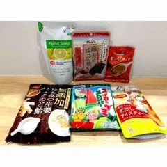 ハンドソープ　＆　食品5点セット（海苔、スープ、のど飴、グミ、紅茶）