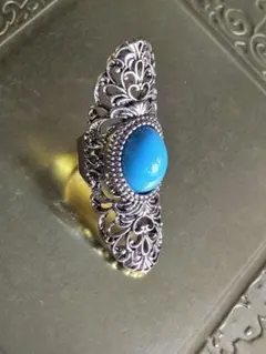 アンティーク調】レディース&メンズ】ターコイズ装飾リング】ロング、指輪