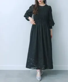 【セール】ウエストマークシャーリングワンピース