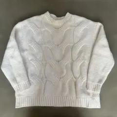 selectmocaホワイト ケーブルニット 長袖セーター