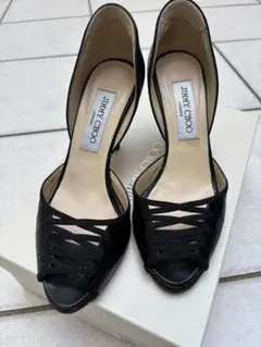 JIMMY CHOO ブラックオープントゥヒール