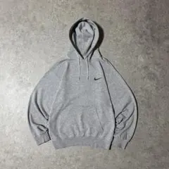 90s トルコ製 ナイキ プルオーバーパーカー フーディー 刺繍ロゴ グレー