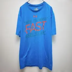 アンダーアーマー プリント Ｔシャツ 丸首 半袖 青 スポーツ　ユニセックス