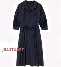 定価3万【ジルスチュアート】シャツワンピース　ロング　レース　黒　ハイウェスト