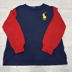 【POLO ラルフローレン】長袖Tシャツ120ビッグポニー バイカラー ロンT