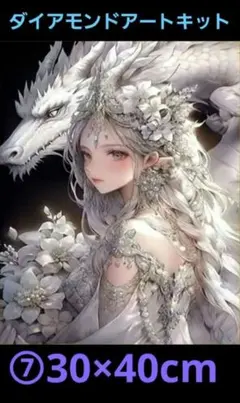 ⑦ドラゴンと美女ファンタジーアートダイヤモンドアートキット 30×40cm