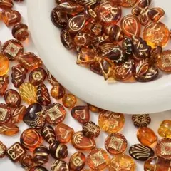 ビーズ ハンドメイド素材 チェコビーズ アンバーBセット まとめ売り