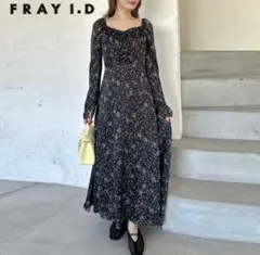 フレイアイディー FRAY I.D ワンピース クレープサテンプリントワンピース