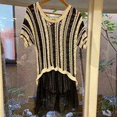 axes femme ストライプレースノースリーブワンピース