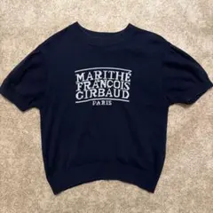 美品Marithe Francois Girbaud 半袖ニット ネイビーのサムネイル