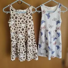 H&M ノースリーブワンピース 98/104cm 2点セット　蝶々　キティちゃん