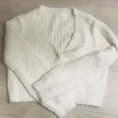 ホワイト Vネック 長袖セーター