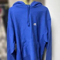 Champion 青 フード付きパーカー