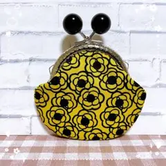 がま口ポーチ　カメリア　ハンドメイド