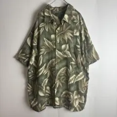 ✨未使用品✨トリリチャード 葉柄 アロハシャツ 2XL 黒 緑 ビッグ