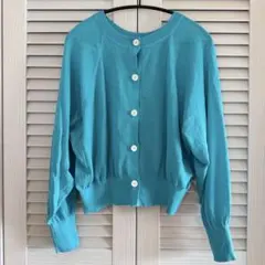 green label relaximg ターコイズブルー シアーカーディガン