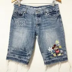 ディズニー　Disney ミッキー デニム　ショートパンツ　ハーフパンツ