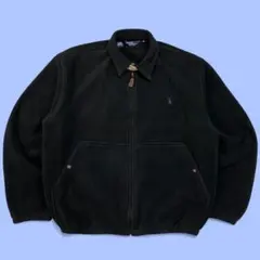 ポロラルフローレン 80S フルジップ フリースジャケット M ブラック ロゴ柄