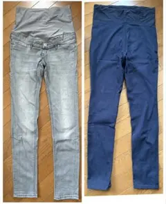 H&M MAMA マタニティパンツ M 38 ×2本セット　グレー　ネイビー