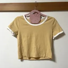 GU イエロー Tシャツ 半袖 ショート丈 Lサイズ