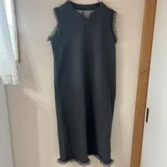 【FRIFUL】ノースリーブワンピース グレー フリル装飾　M