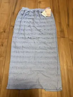 値下げしまむら はだめぐフリルロングスカート サックス M