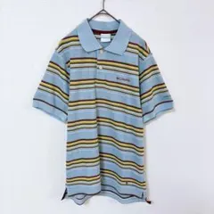 コロンビア　ポロシャツ　メンズS　グレー色系　ボーダー柄　ポリエステルのサムネイル