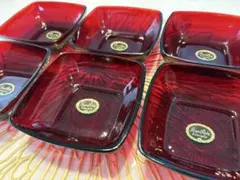 【希少】Anchor Hocking Royal Ruby デザートボウル 6個のサムネイル