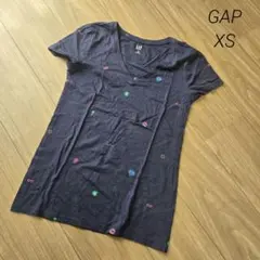 【美品】GAP XS Vネック Tシャツ ダークネイビー