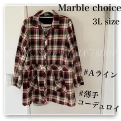 チェックシャツ♡薄手コーデュロイ♡Aライン♡3L♡XXL♡大きいサイズ