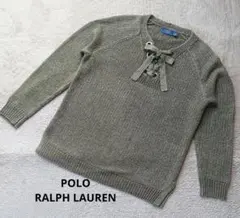 POLO RALPH LAUREN レースアップリネン長袖ニットセーター
