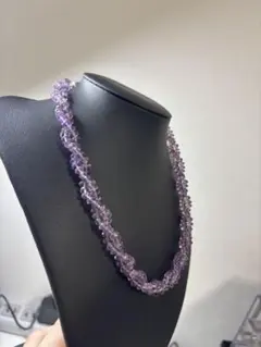 アメジスト 三連ツイストデザイン ネックレス　レディースオシャレ